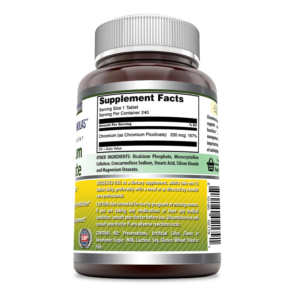 Amazing Formulas Chromium Picolinate 200 Mcg 240 Tablets