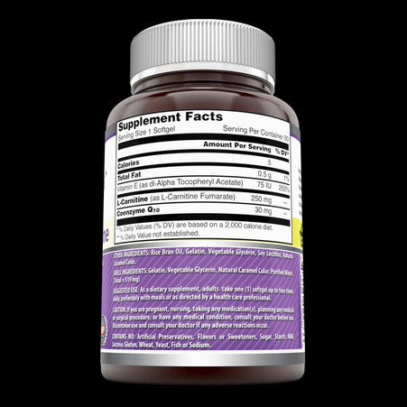 Amazing Formulas Coq10 30 Mg  L  Carnitine 250 Mg 60 Softgels