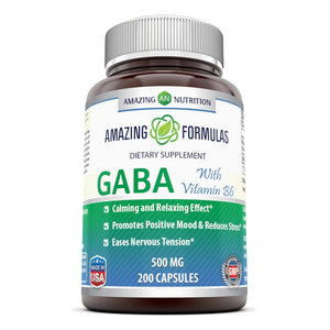 Amazing Formulas GABA with Vitamin B 6 500 mg 200 Capsules