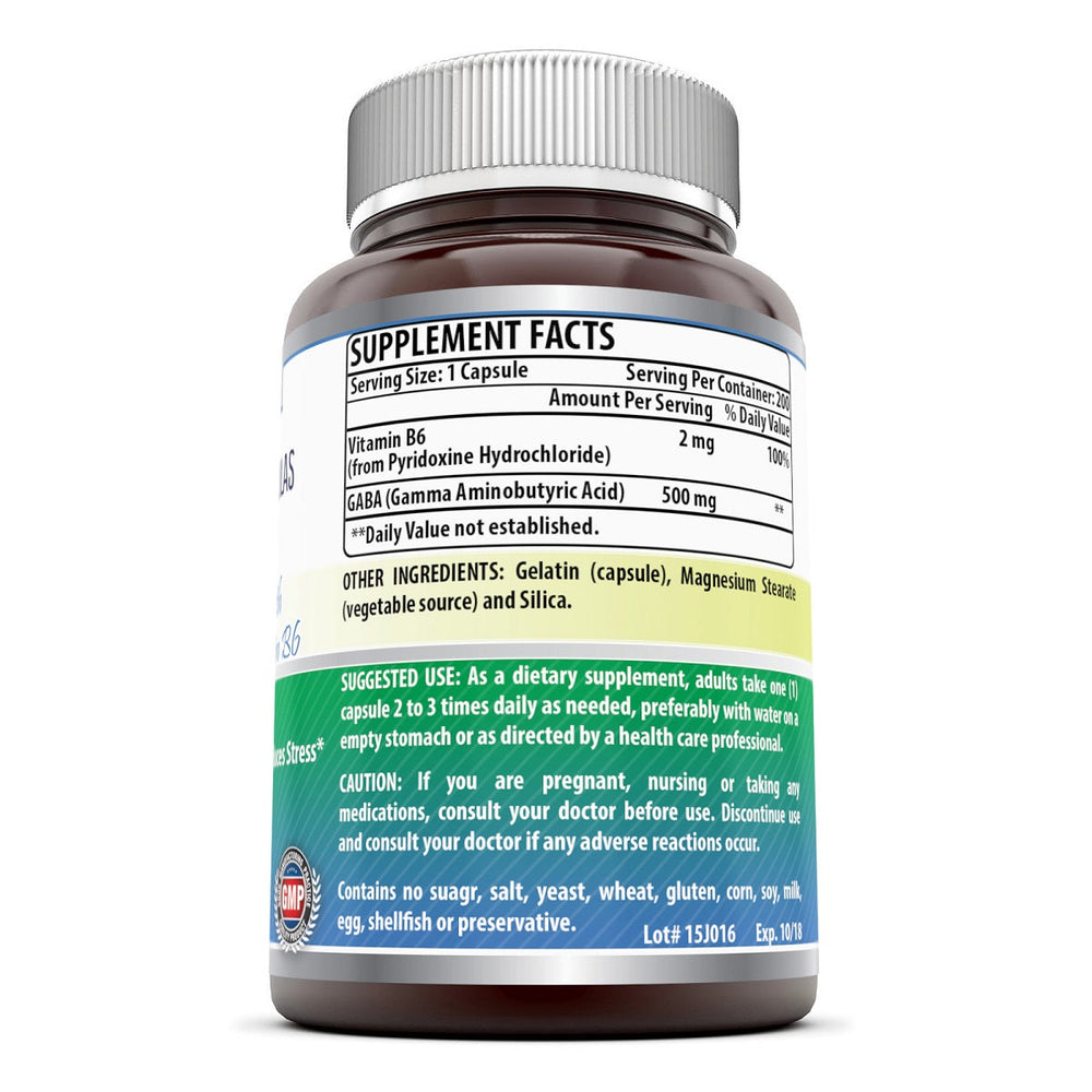 Amazing Formulas GABA with Vitamin B 6 500 mg 200 Capsules