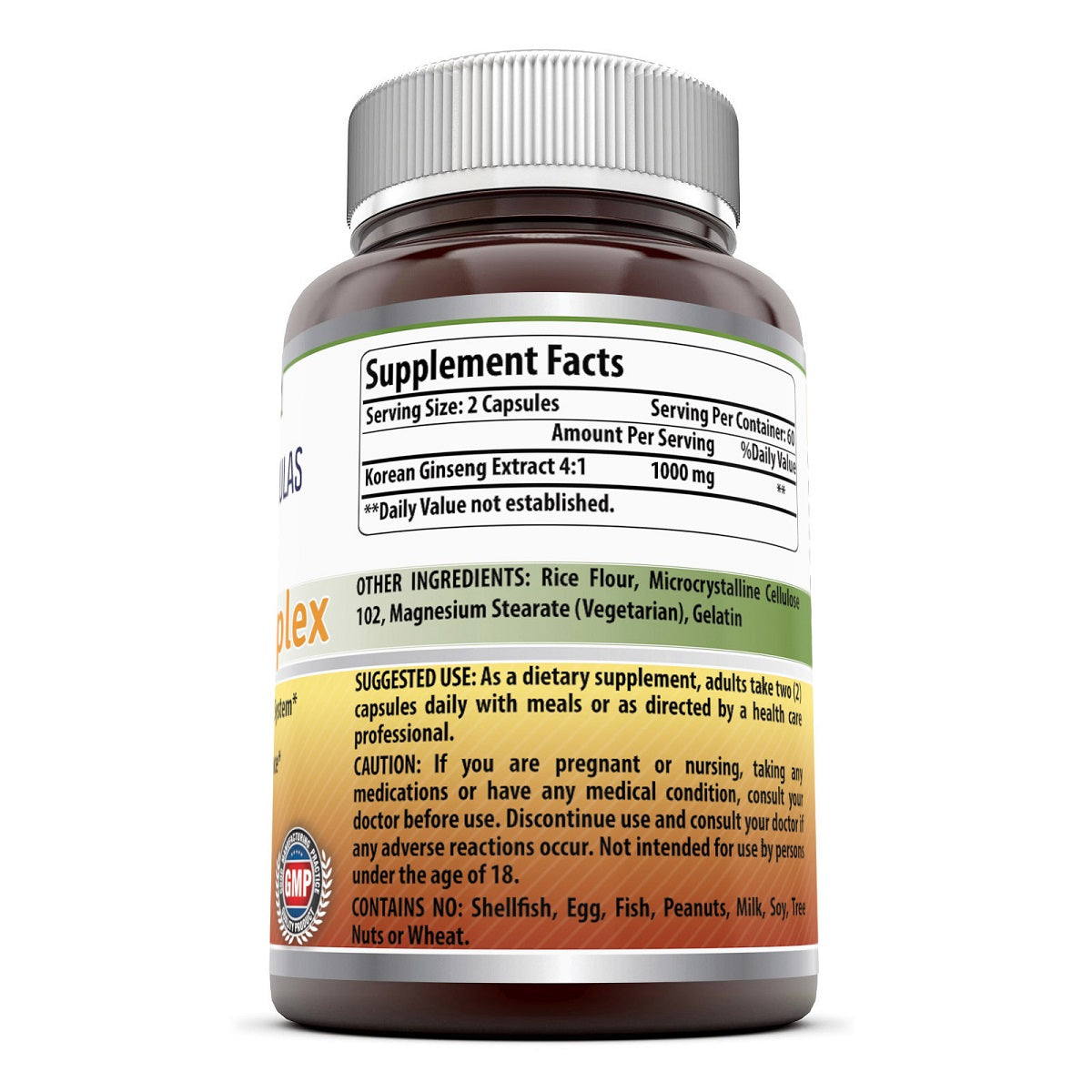 Amazing Formulas Ginseng Complex 1000mg, 120 capsules Amazing Muscle