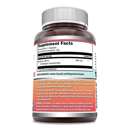 Amazing Formulas Hawthorn Berries 565mg 120 Capsules