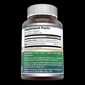 Amazing Formulas Hyaluronic Acid & MSM Dietary Supplement 500 mg 120 Capsules