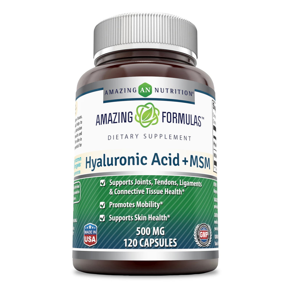 Amazing Formulas Hyaluronic Acid & MSM Dietary Supplement 500 mg 120 Capsules