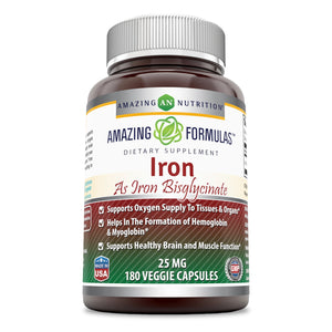 Amazing Formulas Iron as Iron Bisglycinate 25 Mg 180 Veggie Capsules