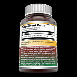 Amazing Formulas Iron as Iron Bisglycinate 25 Mg 180 Veggie Capsules