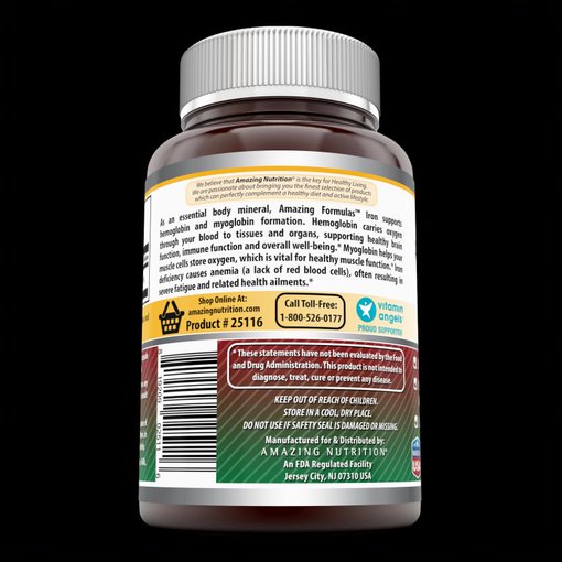Amazing Formulas Iron as Iron Bisglycinate 25 Mg 180 Veggie Capsules