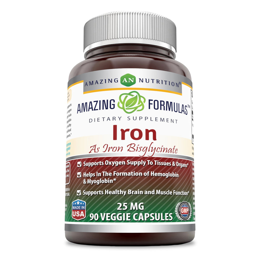 Amazing Formulas Iron as Iron Bisglycinate 25 Mg 90 Veggie Capsules