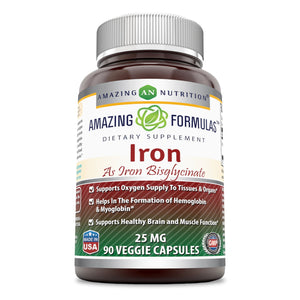 Amazing Formulas Iron as Iron Bisglycinate 25 Mg 90 Veggie Capsules