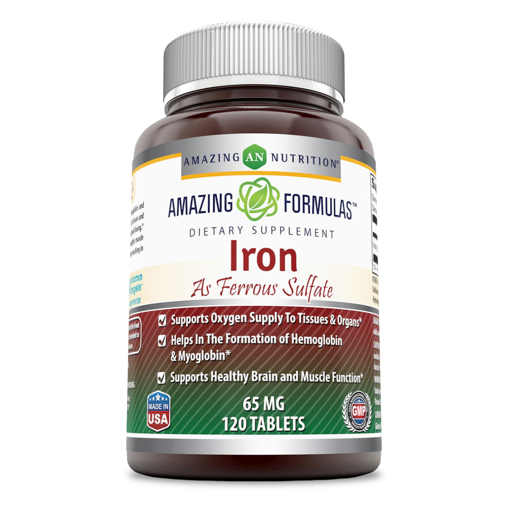 
                
                    Load image into Gallery viewer, Amazing Formulas Iron as Ferrous Sulfate 65 Mg 120 Tablets
                
            