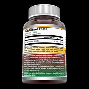 Amazing Formulas Iron as Ferrous Sulfate 65 Mg 120 Tablets