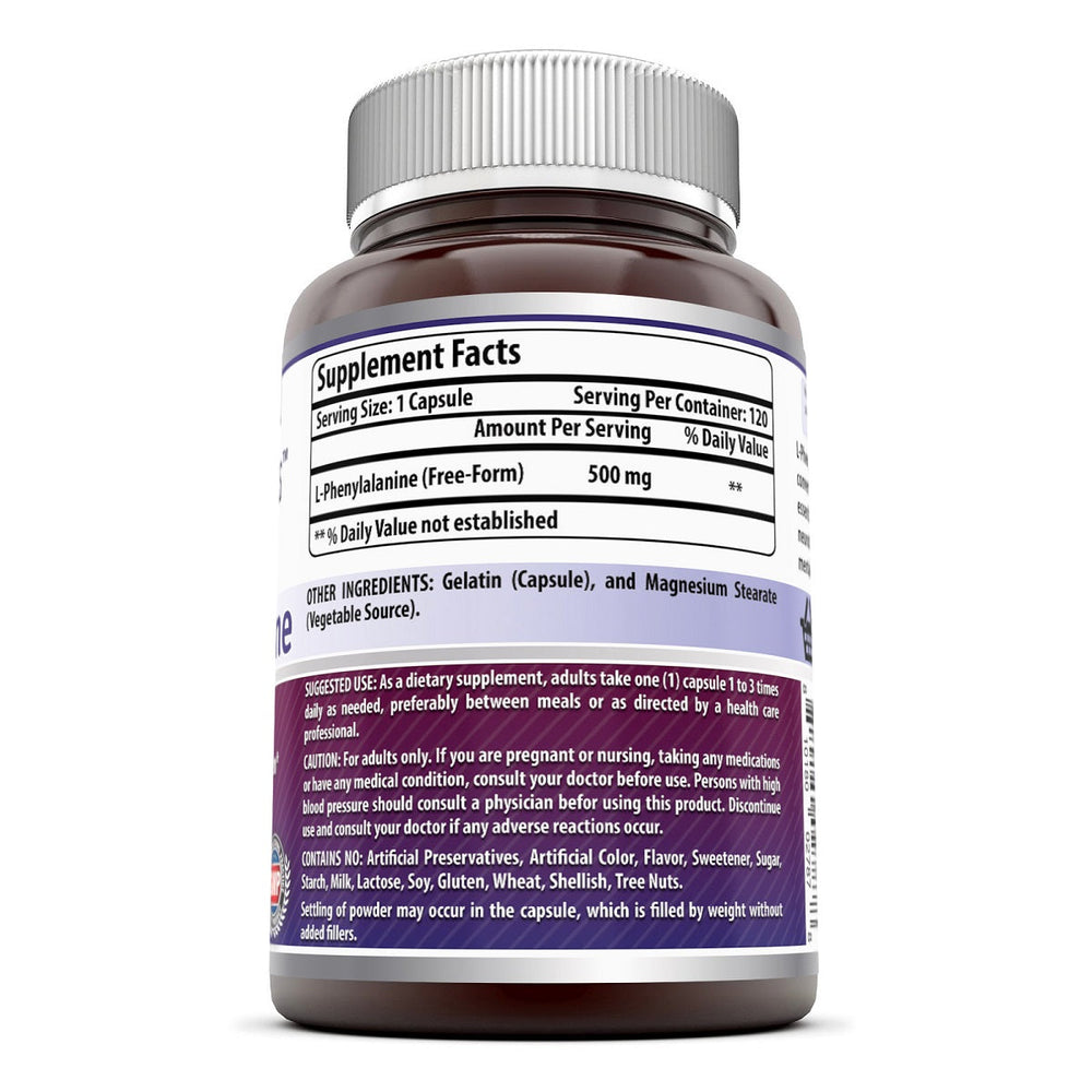 Amazing Formulas L-Phenylalanine Dietary Supplement 500 mg 120 Capsules