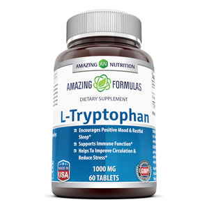Amazing Formulas L-Tryptophan Dietary Supplement 1000 mg 60 Tablets