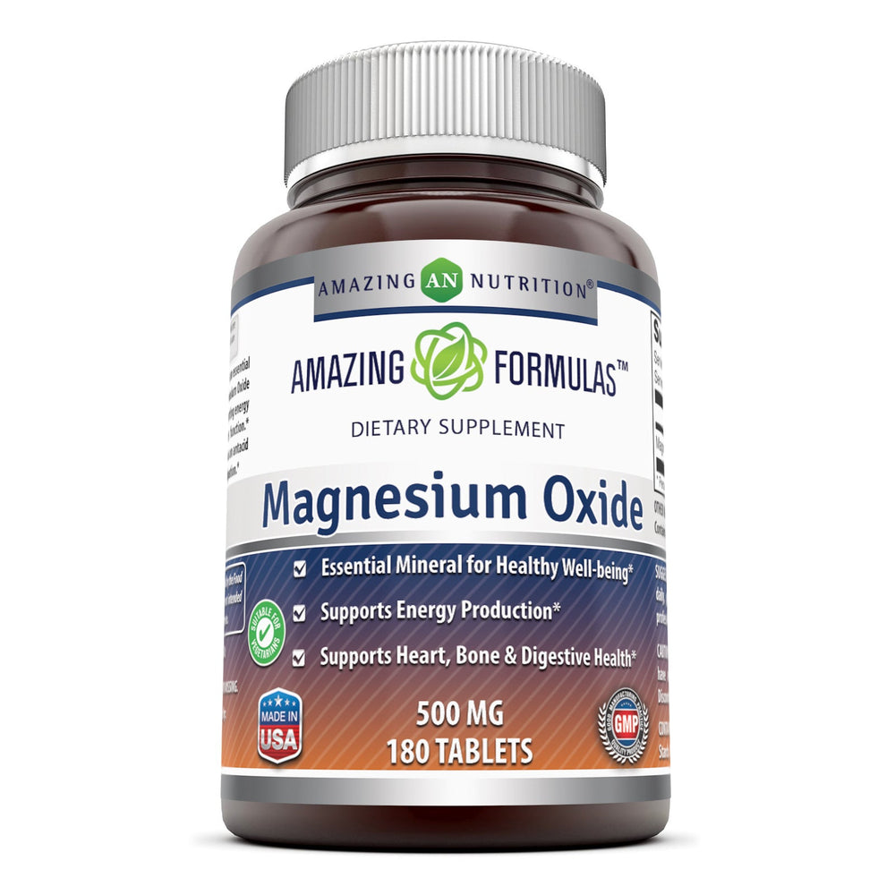Amazing Formulas Magnesium Oxide 500 Mg 180 Tablets - Amazing Nutrition