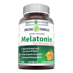 Amazing Formulas Melatonin 10 Mg 120 Tablets Citrus Flavor