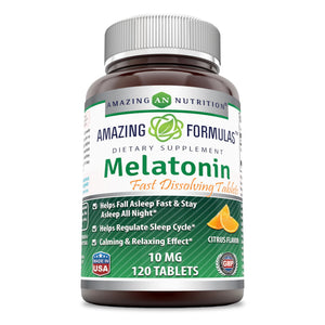 Amazing Formulas Melatonin 10 Mg 120 Tablets Citrus Flavor
