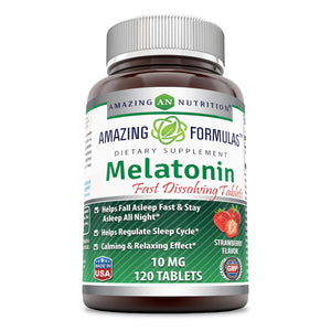 
                
                    Load image into Gallery viewer, Amazing Formulas Melatonin Quick Dissolve-10 Mg (120 Tablets, Strawberry)
                
            