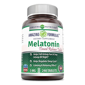 
                
                    Load image into Gallery viewer, Amazing Formulas Melatonin (Timed Release) – 3 Mg  240 Tablets
                
            