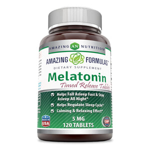 
                
                    Load image into Gallery viewer, Amazing Formulas Melatonin Timed Release 5 Mg 120 Tablets
                
            