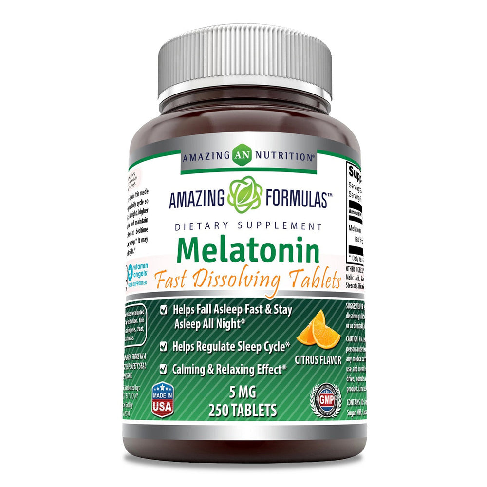 
                
                    Load image into Gallery viewer, Amazing Formulas Melatonin Quick Dissolve-5 Mg (250 Tablets, Citrus)
                
            