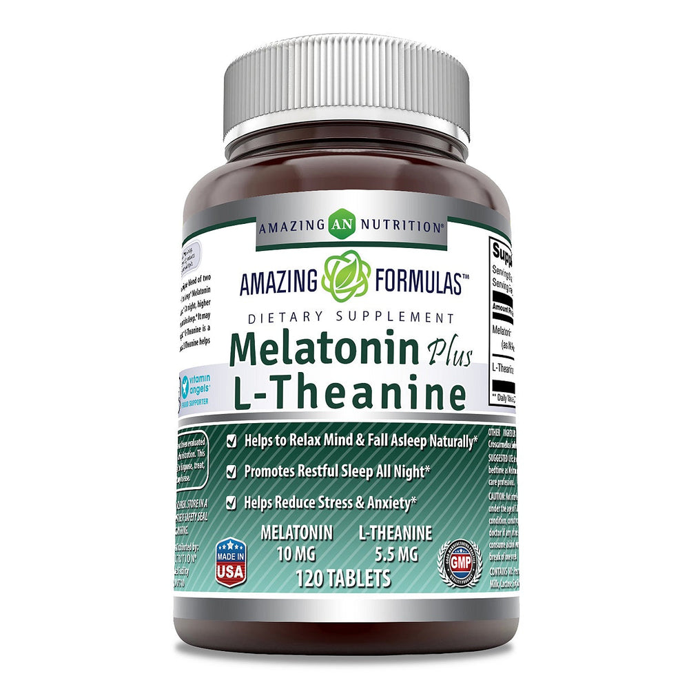 
                
                    Load image into Gallery viewer, Amazing Formulas Melatonin plus L-Theanine Dietary Supplement - 10 mg - 120 Tablets
                
            