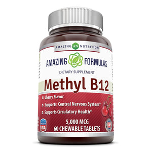 Amazing Formulas Methyl B12 Dietary Supplement 5000 mcg 60 Chewable Tablets
