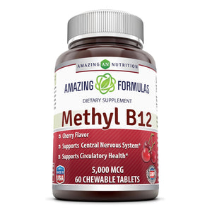 
                
                    Load image into Gallery viewer, Amazing Formulas Methyl B12 Dietary Supplement 5000 mcg 60 Chewable Tablets
                
            