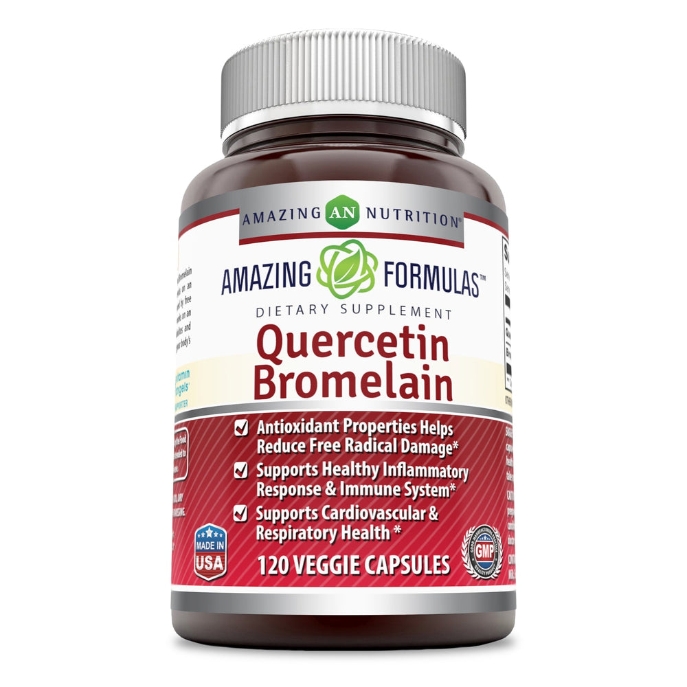 Amazing Formulas Quercetin 800 Mg with Bromelain 165 Mg 120 Veggie capsules