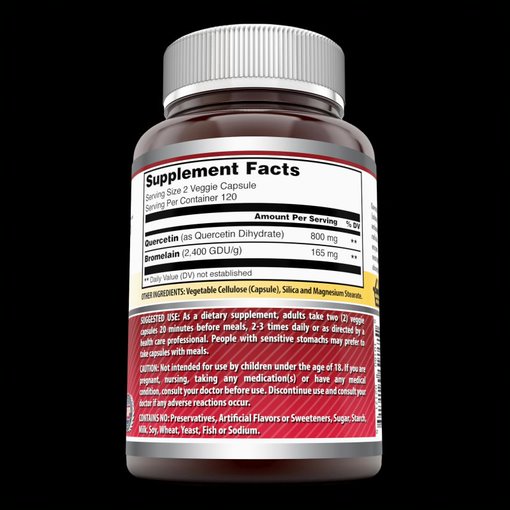 Amazing Formulas Quercetin 800 Mg With Bromelain 165 Mg 240 Veggie Capsules