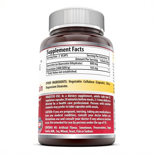 Amazing Formulas Quercetin 800 Mg With Bromelain 60 Mg Vegetarian Capsules