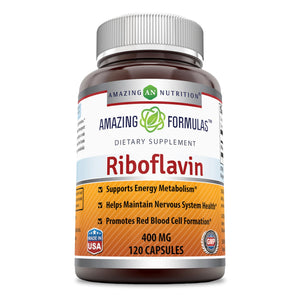 Amazing Formulas Riboflavin Dietary Supplement 400 Milligrams 120 Capsules