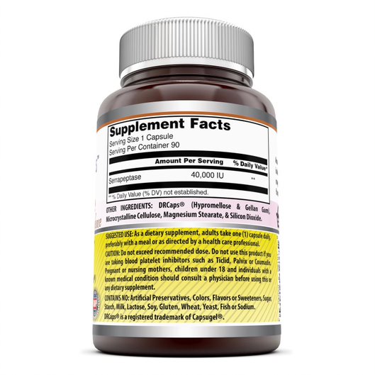 Amazing Formulas Serrapeptase 40, 000 Units - 90 Capsules