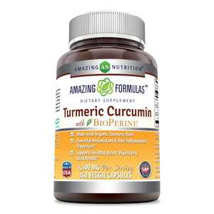 Amazing Formulas Turmeric Curcumin with BioPerine 1500mg 360 Veggie Capsules