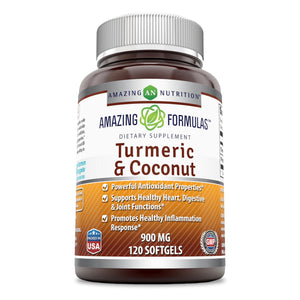 Amazing Formulas Natural Turmeric & Coconut 900 Milligrams 120 Softgels