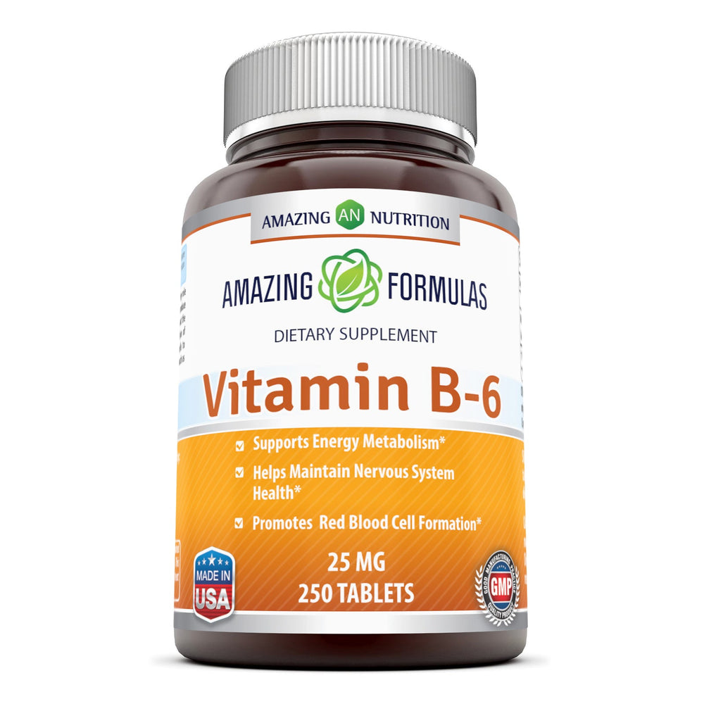 
                
                    Load image into Gallery viewer, Amazing Formulas Vitamin B6 Dietary Supplement 25 mg 250 Tablets
                
            