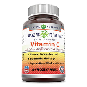 Amazing Formulas Vitamin C (Ascorbic Acid) with Rose Hips & Citrus Bioflavonoids - 1000mg 250 Vegetarian Capsules