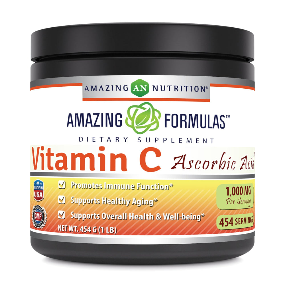 
                
                    Load image into Gallery viewer, Amazing Formulas Vitamin C 1 Lb. Powder Ascorbic Acid Dietary Supplement - (Approx. 454 Servings)
                
            