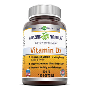 
                
                    Load image into Gallery viewer, Amazing Formulas Vitamin D3 400 IU 180 Softgels
                
            