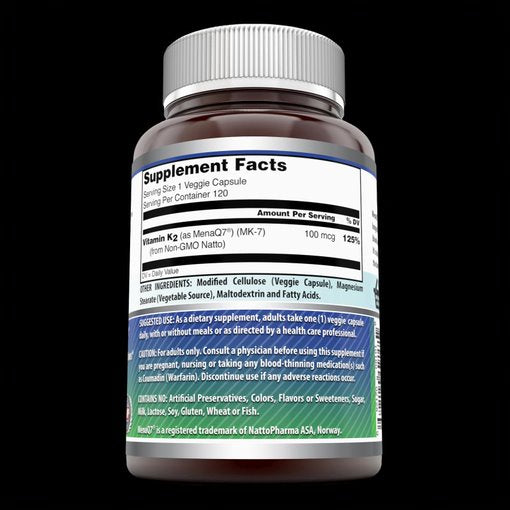 Amazing Formulas Vitamin K2 Menaq7 100 Mcg 120 veggie Capsules