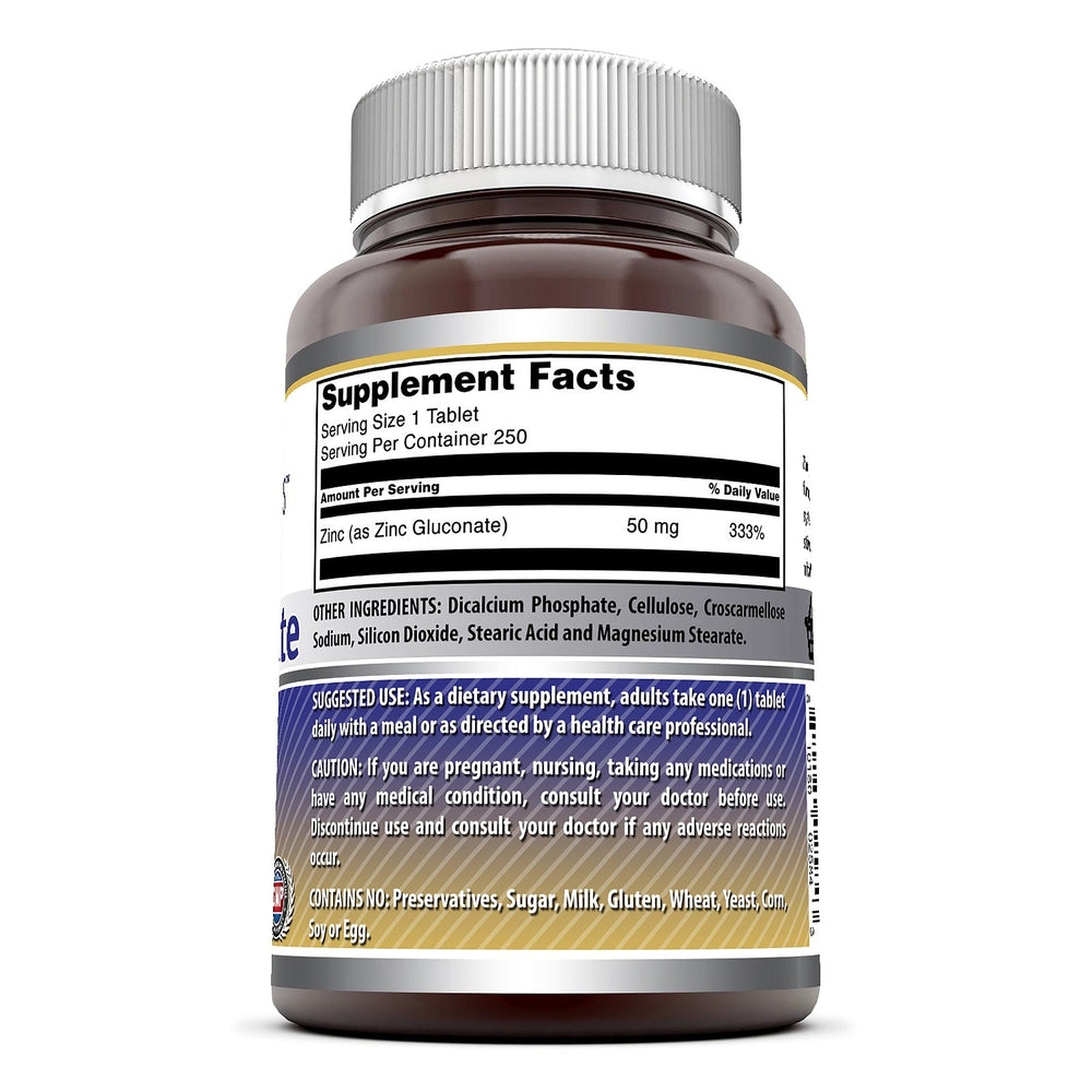 Amazing Formulas Zinc Gluconate - 50 mg, 250 Tablets