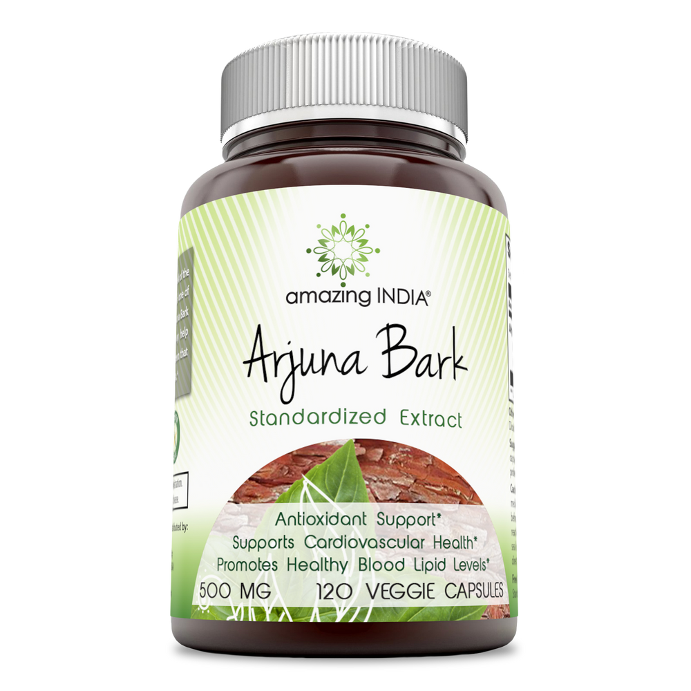 Amazing India Arjuna Bark Standardized to 25 Tannins 500 Mg 120 Veggie Capsules - Amazing Nutrition