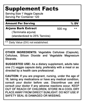 Herbal Secrets Arjuna Bark 500 Mg 120 Veggie Capsules