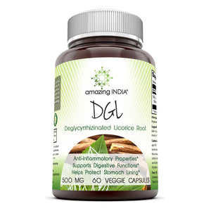Amazing India DGL 500 mg 60 Vegetarian Capsules