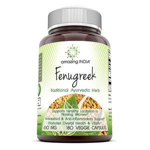 Amazing India Fenugreek 610 Mg 180 Veggie Capsules