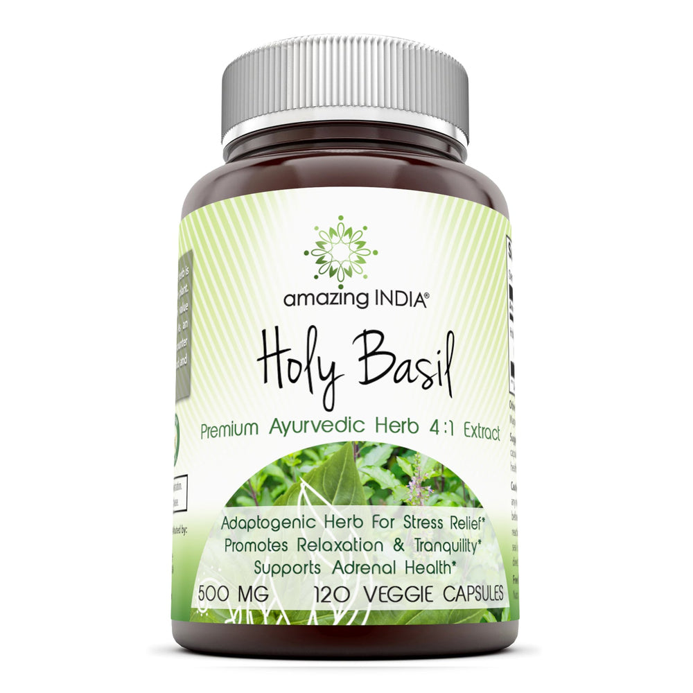 Amazing India Holy Basil Dietary Supplement - 500mg 120 Veggie Capsules