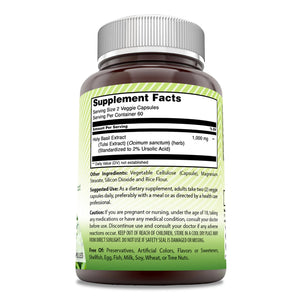 Amazing India Holy Basil Dietary Supplement - 500mg 120 Veggie Capsules