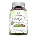Amazing India Ashwagandha 500 Mg 120 Veggie Capsules
