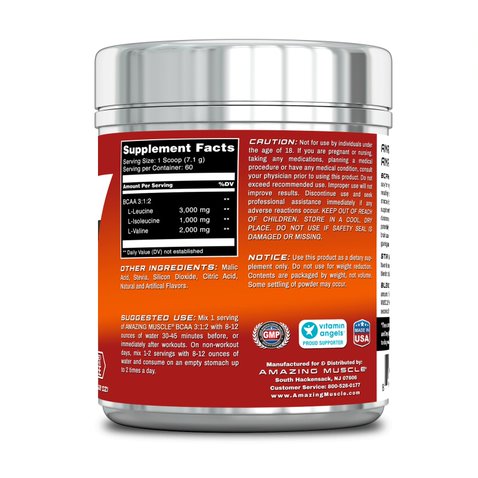 Amazing Muscle BCAA - 3:1:2 Branched Chain Amino Acid 0.94 lbs. - Approx. 60 servings (Fruit Punch)