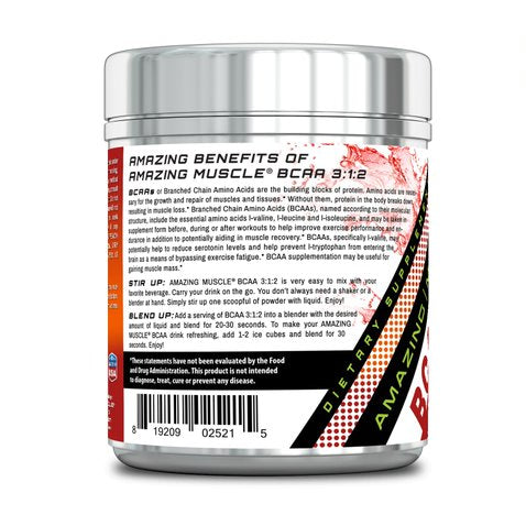 Amazing Muscle BCAA - 3:1:2 Branched Chain Amino Acid 0.94 lbs. - Approx. 60 servings (Fruit Punch)