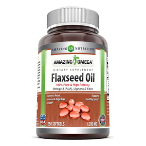 Amazing Omega Flaxseed Seed Oil 1200 Mg 250 Softgels